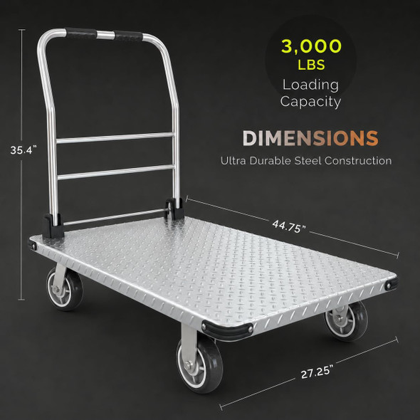 Heavy Duty Flatbed Platform Cart Steel Utility Dolly 3000 lb Capacity Truck