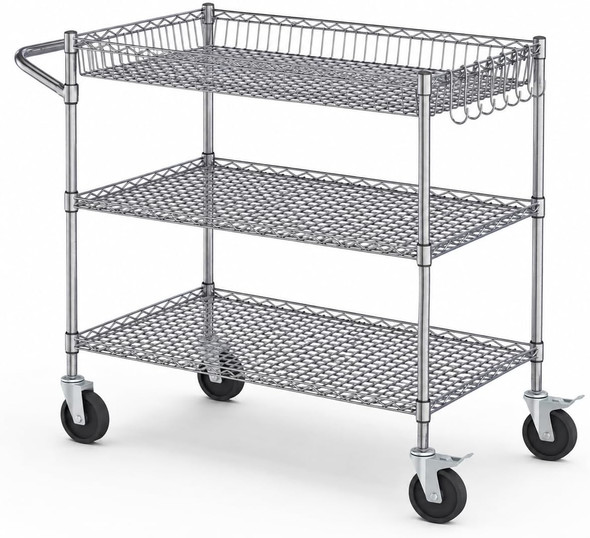 3-Tier Heavy Duty Utility Cart with Wheels 990 lb Capacity Rolling Cart
