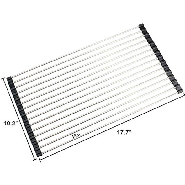 Over the Sink Multipurpose Roll-Up Dish Drying Rack Pan Bottle Food Drainer Mat
