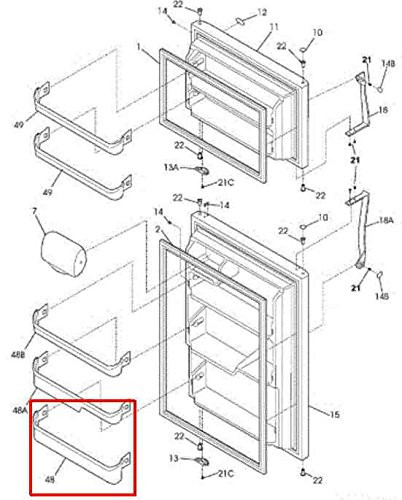 White ( Bottom ) Door Bin Compatible with Frigidaire Refrigerator 240338101