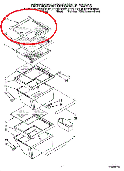 Glass Shelf Compatible with Whirlpool Maytag Refrigerator W10276348 W10276341