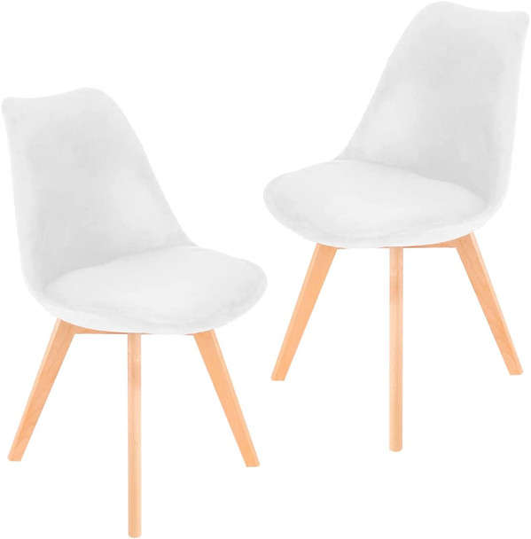2 Mid Century Modern DSW Dining Side Chair Wood Legs Velvet