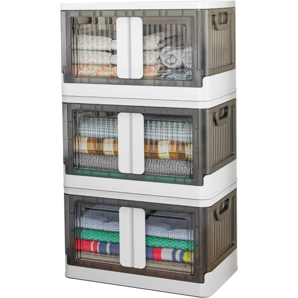 3/6 Stackable Storage Bins Closet Organizer Plastic Container Box with Wheels