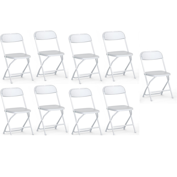 9 Pcs Plastic Folding Chairs Stackable Wedding Party Camping Dining Seats Home