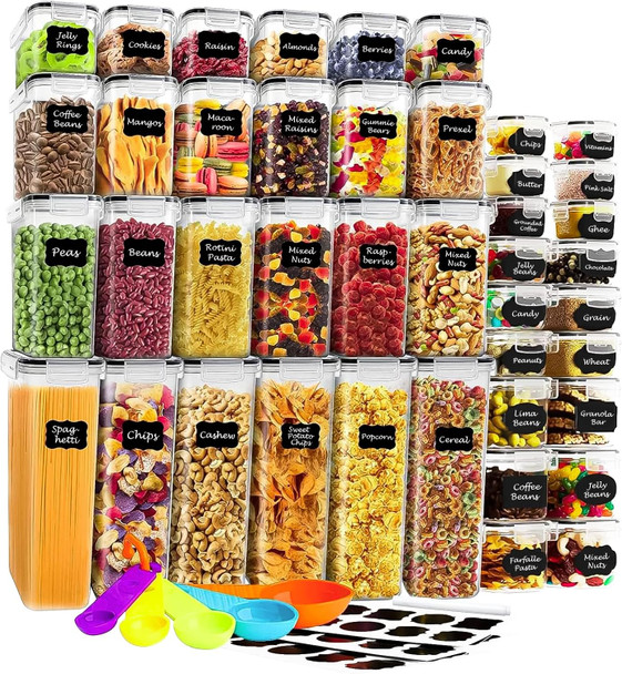42 Pack Set Plastic Kitchen Food Containers with Airtight Lids Leak Proof