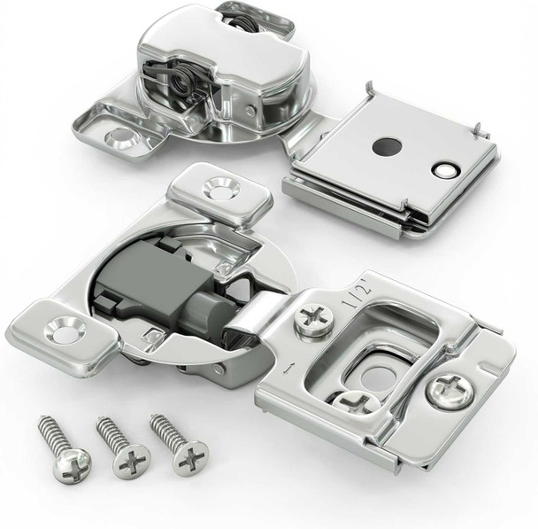 20 Pack 1/2 to 1 1/2 inch Soft Close Hinges Kitchen Cabinet Doors Self Closing Stainless Steel Satin Nickel