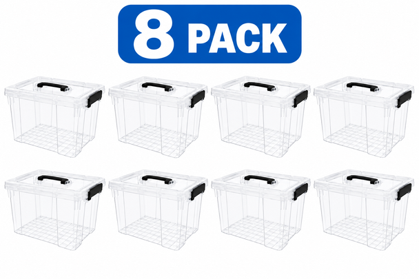 8 Packs Lightweight Stackable Storage Bin 24 Quart Clear Organizer for Home Use
