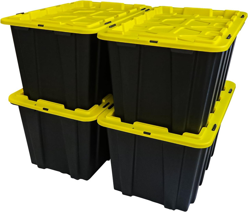 17 gallon black snap lid storage totes for garage camping gear storage
