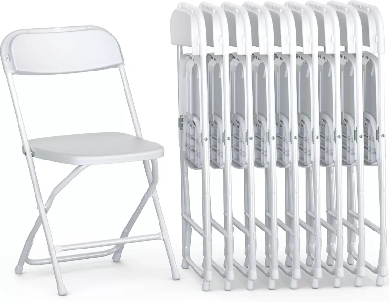 Plastic stackable folding chairs for buying instead of renting event seating