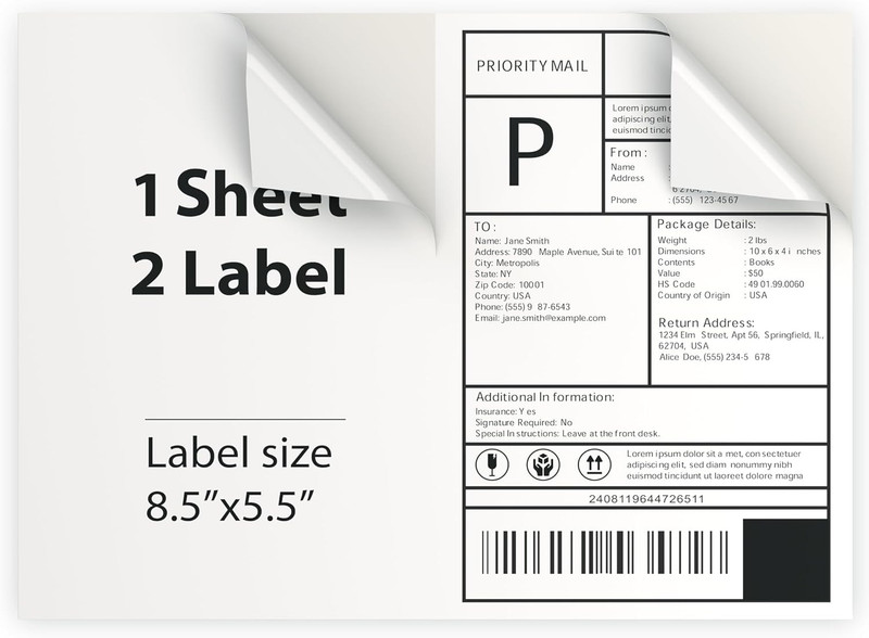 Half sheet 8.5 x 5.5 shipping labels for holiday orders