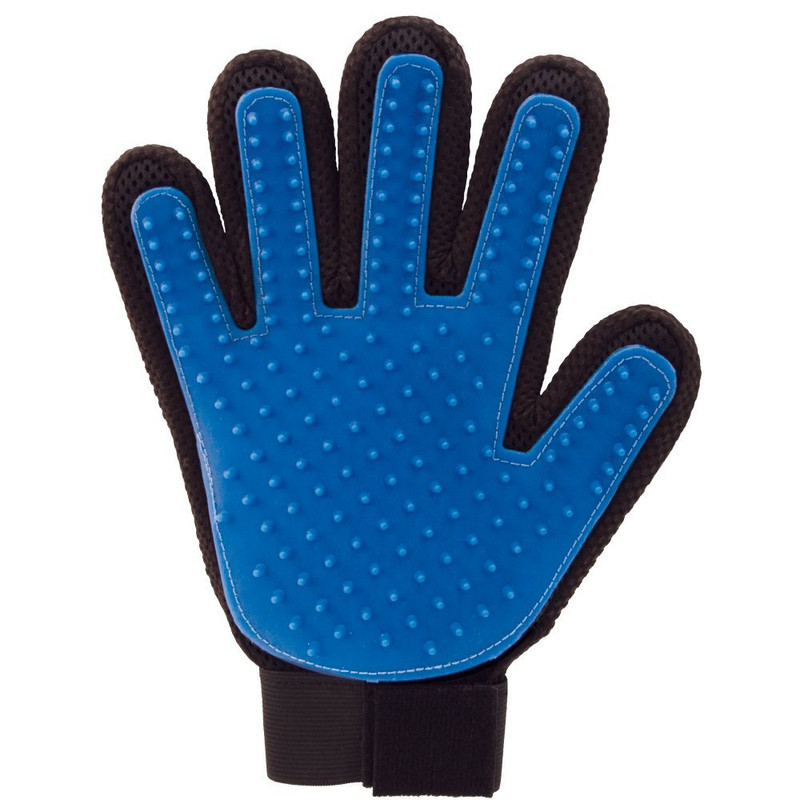 Deshedding glove to reduce pet hair on furniture