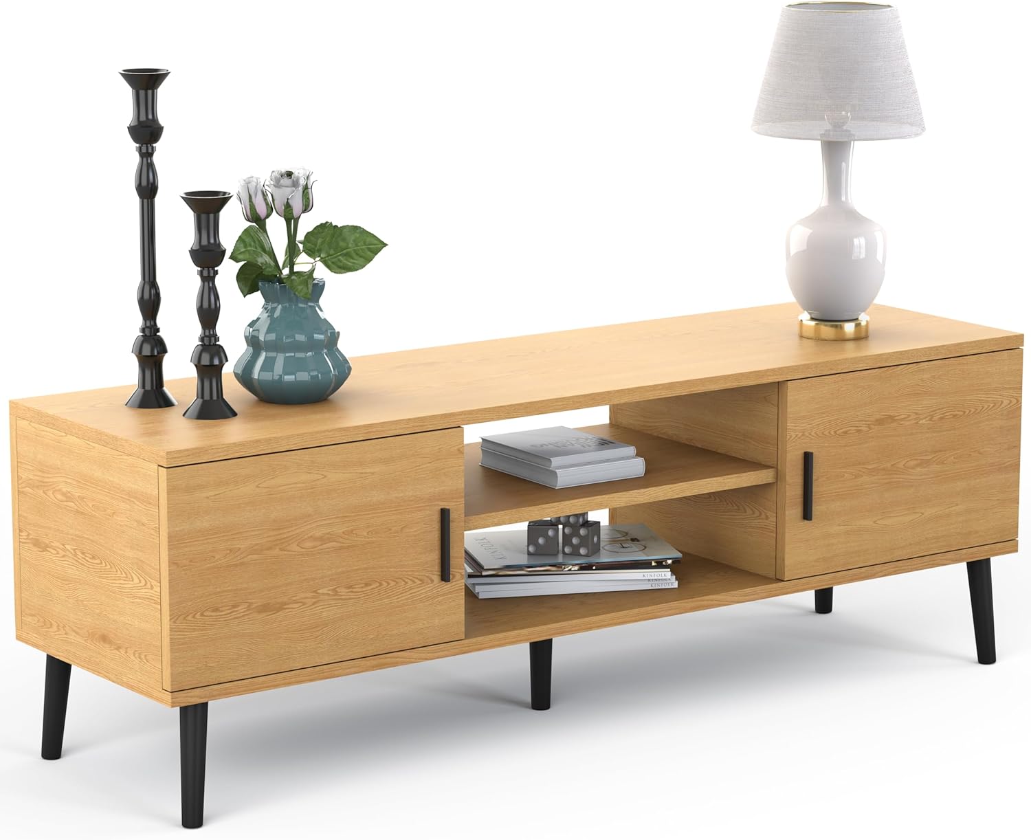 TV Stand Entertainment Media Center for TV's up to 65" w/Storage Cabinets - Picture 8 of 9