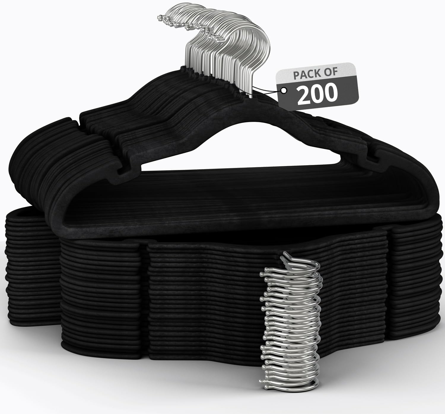 Velvet Clothing Hangers, 200 Pack, Black\Gray\Ivory, Non-Slip - Picture 8 of 10
