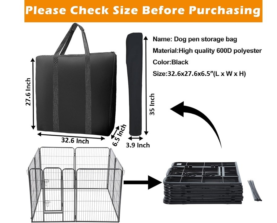 Dog Playpen Storage Bag for 24/32 Inch Panels - Travel Essential - Picture 7 of 8
