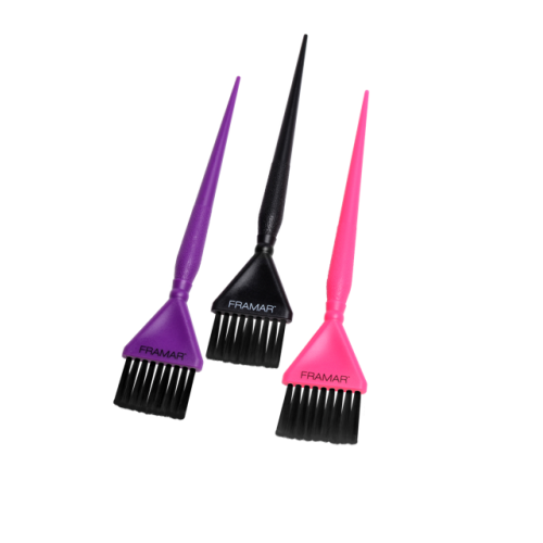 Framar 3 Piece Triple Threat Set Color Brush Set - Pink Purple Black #HB-TTS (HB-3CLR)