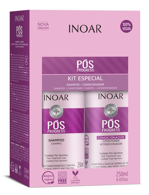 Inoar Pos shampoo and conditioner kit boxed