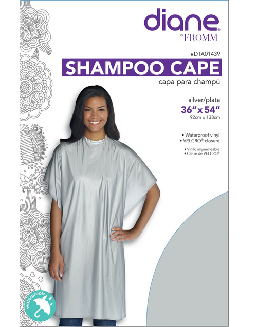 Diane Navy Shampoo Cape 36"x 54" Vinyl self grip Closure #DTA01439