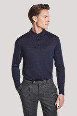 JV-REDFREN LS POLO SWEATER-NAVY