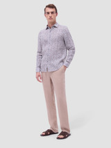 BUGATCHI-Julian Floral Micro Print Shirt -Sand