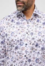 ETERNA 1863 -FLORAL BROWN PRINTED TWILL SHIRT