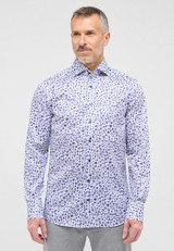 ETERNA 1863-FLORAL BLUE PRINTED TWILL SHIRT