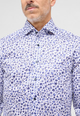 ETERNA 1863-FLORAL BLUE PRINTED TWILL SHIRT