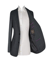 AE - SUIT DRAGO DARK GREEN GLEN PLAID BERGUNDY WINDOW PANE