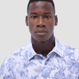 BUGATCHI - JULIAN WHITE COBALT FLORAL LINEN SHIRT