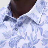 BUGATCHI - JULIAN WHITE COBALT FLORAL LINEN SHIRT