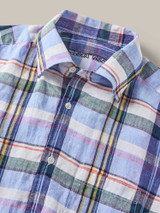 ROBERT TALBOTT - S/S MORGAN BLUE / MULTI COLOR PLAID LINEN SHIRT ROBERT TALBOTT - S/S MORGAN BLUE / MULTI COLOR PLAID LINEN SHIRT