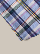 ROBERT TALBOTT - S/S MORGAN BLUE / MULTI COLOR PLAID LINEN SHIRT ROBERT TALBOTT - S/S MORGAN BLUE / MULTI COLOR PLAID LINEN SHIRT