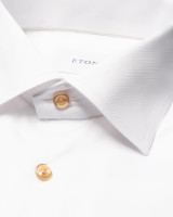 ETON - WHITE SOLID SIGNATURE TWILL W/BEIGE BTNS SHIRT