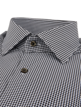STENSTROMS -BLACK CHECKED STRETCH JERSEY SHIRT