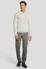 JV- WOOL & SILK LS POLO SWEATER-ECRU