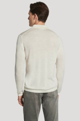 JV- WOOL & SILK LS POLO SWEATER-ECRU