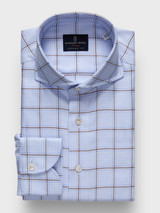 EB -CHECKED TWILL PREMIUM LUX SHIRT -BRIGHT BLUE EB -CHECKED TWILL PREMIUM LUX SHIRT -BRIGHT BLUE