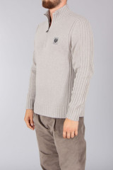 BELSTAFF - LAMBSWOOL WATCH QUARTER ZIP JUMPER -CEMENT GREY BELSTAFF - LAMBSWOOL WATCH QUARTER ZIP JUMPER -CEMENT GREY