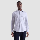 BUGATCHI-JAMES LEAF PRINT OoohCotton® SHIRT-PLATINUM BUGATCHI-JAMES LEAF PRINT OoohCotton® SHIRT-PLATINUM