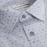 BUGATCHI-JAMES LEAF PRINT OoohCotton® SHIRT-PLATINUM BUGATCHI-JAMES LEAF PRINT OoohCotton® SHIRT-PLATINUM