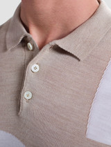 BUGATCHI-GEOMETRIC 3 BUTTON POLO - SAND
