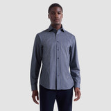 BUGATCHI-DEVON ILLUSION OoohCotton® ONE PIECE COLLAR SHIRT-BLUE BUGATCHI-DEVON ILLUSION OoohCotton® ONE PIECE COLLAR SHIRT-BLUE