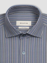 BUGATCHI-DEVON ILLUSION OoohCotton® ONE PIECE COLLAR SHIRT-BLUE BUGATCHI-DEVON ILLUSION OoohCotton® ONE PIECE COLLAR SHIRT-BLUE