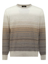 MONTECHIARO -GIROCOLLO L/S CREW NECK SWEATER - NATURAL/BROWN OMBRE