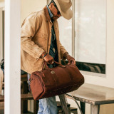 WILL - LEATHER ATTICUS SHOE DUFFLE -COGNAC BROWN