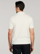 STENSTROMS -S/L KNITTED CROCHET HEMP SUPIMA COTTON -IVORY