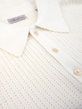 STENSTROMS -S/L KNITTED CROCHET HEMP SUPIMA COTTON -IVORY