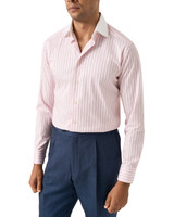 ETON -PINK STRIPED WHITE COLLAR SIGNATURE TWILL SHIRT