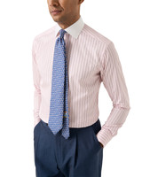 ETON -PINK STRIPED WHITE COLLAR SIGNATURE TWILL SHIRT