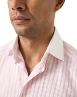 ETON -PINK STRIPED WHITE COLLAR SIGNATURE TWILL SHIRT