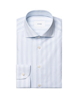 ETON -MULTI STRIPED BREEZE POPLIN SHIRT - MID BLUE